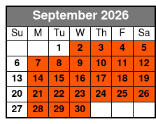 Grand Jubilee September Schedule