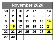 Matt Gumm and Company November Schedule