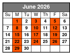 Escape Reality Magic & Illusions Show (No Meal) June Schedule