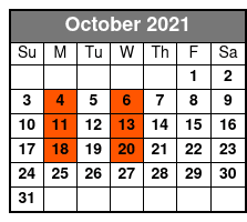 The Janice Martin Cirque Show October Schedule