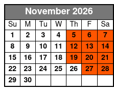 Shiners Gold Seating November Schedule