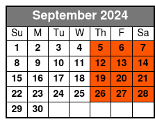Shiners Bronze Seating September Schedule