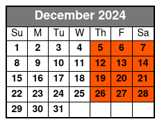 Shiners Bronze Seating December Schedule