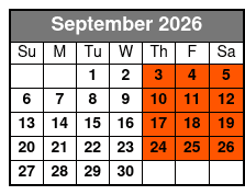 Shiners Bronze Seating September Schedule