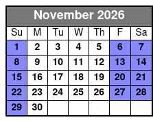 East Route Full Day Trolley Pass November Schedule