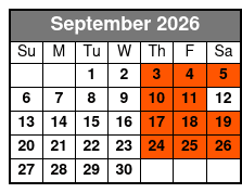 Country Roads USA Dinner Show September Schedule