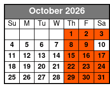Country Roads USA Dinner Show Gold Circle Seating  October Schedule