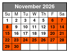 General Jackson Showboat Midday Christmas Lunch Cruise  November Schedule