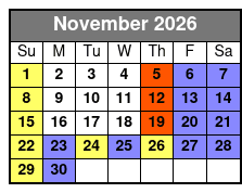 General Jackson Showboat Nashville Lunch & Dinner Cruises November Schedule