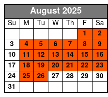 Musician Hall of Fame August Schedule