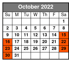 Nashville Zipline & Treetop Adventure Park at Nashville Shores October Schedule