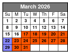 Madame Tussauds  March Schedule