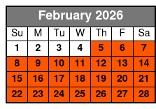Canopy Zip Line Tour February Schedule