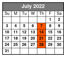 Local Tastes of Nashville Walking Tour July Schedule