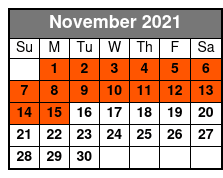 High Tide Rides Pontoon Excursion November Schedule