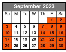 45 Minute Downtown 6 Passenger Carriage Ride September Schedule