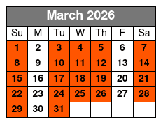 Private Full Day Tour & Ticket March Schedule