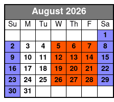 2 Hour E-Bike Rental August Schedule