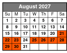 2 Hour E-Bike Rental August Schedule