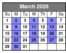 The Reverend and the Millionaire March Schedule