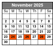 Civil War Ghosts Tour November Schedule