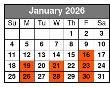 Civil War Ghosts Tour January Schedule