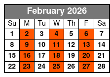 Civil War Ghosts Tour February Schedule