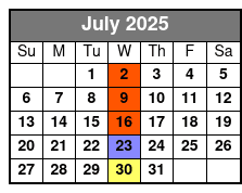 Wednesday Wine and Charcuterie Cruise July Schedule