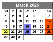 Wednesday Wine and Charcuterie Cruise March Schedule