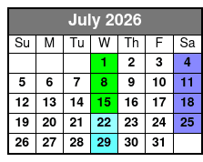 Wednesday Wine and Charcuterie Cruise July Schedule