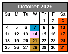 Wednesday Wine and Charcuterie Cruise October Schedule