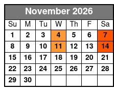 Wednesday Wine and Charcuterie Cruise November Schedule