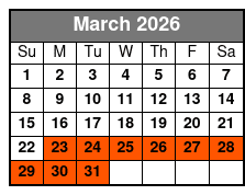 Williamsburg 3 Hour Sailing Cruise March Schedule