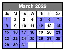 Williamsburg Ghosts, Witches and Pirates Tour March Schedule