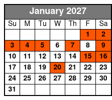 Williamsburg Ghosts, Witches and Pirates Tour January Schedule