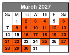 Williamsburg Ghosts, Witches and Pirates Tour March Schedule
