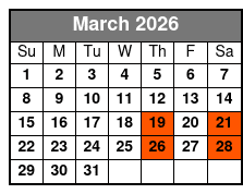 Sunset Cruise March Schedule