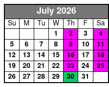 Sunset Cruise July Schedule