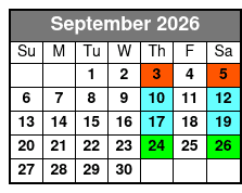 Sunset Cruise September Schedule