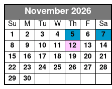 Sunset Cruise November Schedule