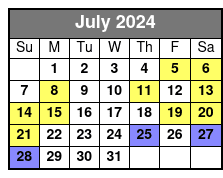 Sunset Cruise July Schedule