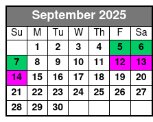Sunset Cruise September Schedule