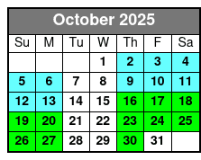 Sunset Cruise October Schedule