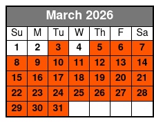 1 Hour of Paddle Time March Schedule