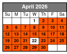 Evening Paddle April Schedule