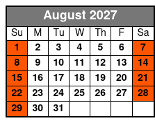 Evening Paddle August Schedule