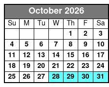 Central Florida Bioluminescent Kayak / Paddle Board Excursion October Schedule