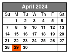 4 Hr Single Kayak Rental April Schedule