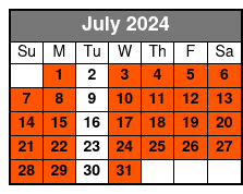 4 Hr Single Kayak Rental July Schedule