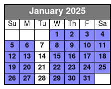 4 Hr Single Kayak Rental January Schedule